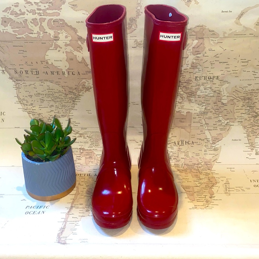 Hunter Wmns Original Tall High Gloss Red Boots